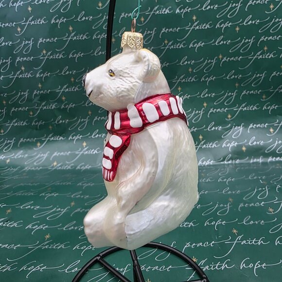 Kurt Adler Polonaise Coca-Cola Polar Bear Glass Christmas Ornament - Picture 4 of 8